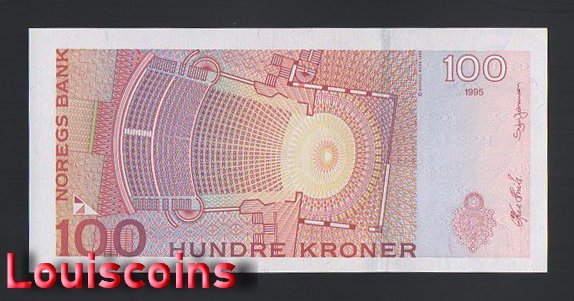 599-2 B599-NORWAY-1995-1999挪威紙幣,100 Kroner(B)