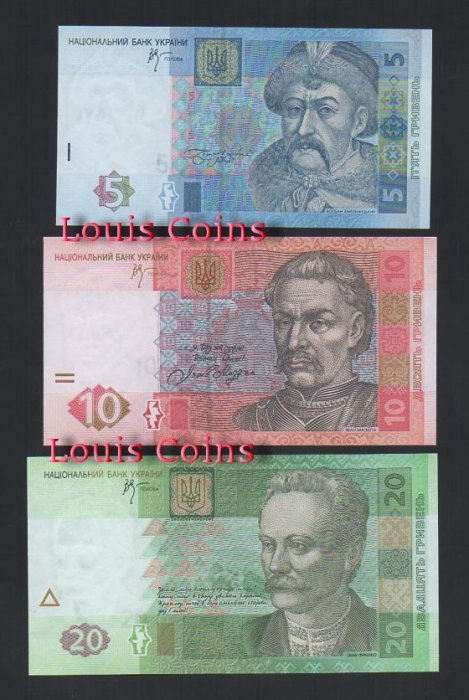 609-1 B514-UKRAINE--烏克蘭紙幣(五張1套)(609)