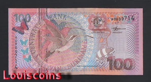 612-1 B612-SURINAME--2000蘇利南紙幣-100 Gulden(475)