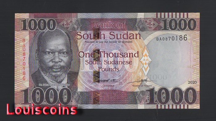 614-1 B614-SOUTH SUDAN-2020南蘇丹紙幣,1.000 South Sudanese(B)