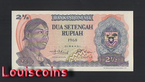 615-1 B615-INDONESIA-1968印尼紙幣,2½ Rupiah(1134)