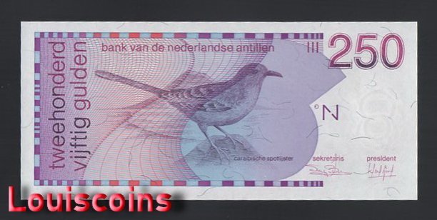 B619-NETHERLANDS ANTILLES-1986荷屬安地列斯紙幣250(HB)