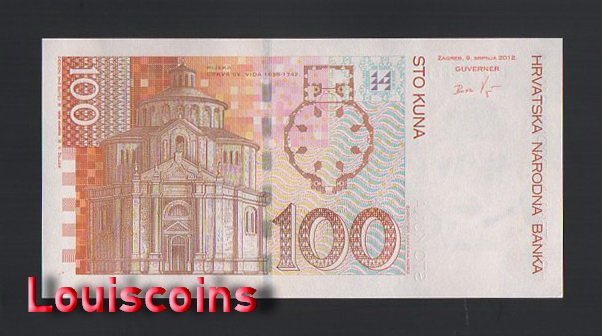 B631-CROATIA-2012克羅埃西亞(克羅地亞)紙幣,100 Kuna(O)