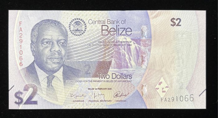 637-1 B637-BELIZE-2025貝里斯(伯利茲)紙幣-2 Dollars(268)