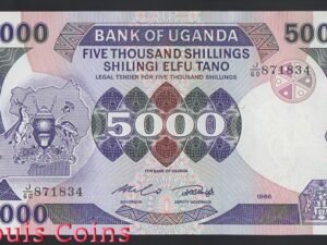 653-1 B653-UGANDA --1986烏干達紙幣5.000 Shillings(B)