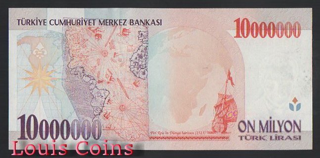 654-2 B654-TURKEY --1999土耳其紙幣10.000.000 Tk Lirası(O)