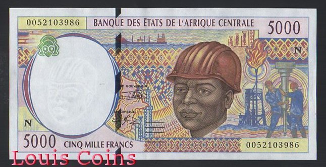 655-1 B655-CONGO (Republic) --2000赤道幾內亞紙幣5.000 Francs(O)