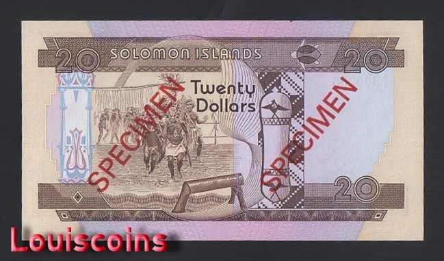 B660-SOLOMON ISLANDS-1984所羅門群島紙幣-20 Dollars樣張(O)