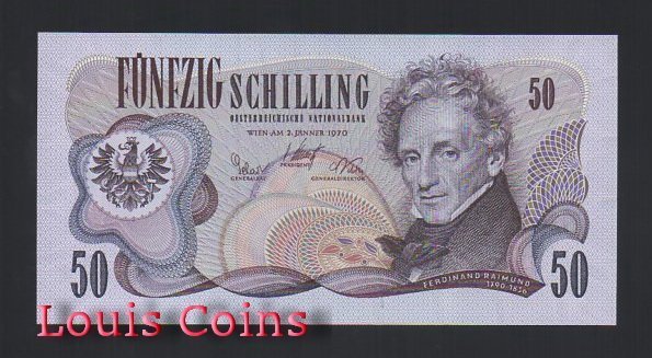 663-1 B663-AUSTRIA--1970奧地利紙幣50 Schilling(B)