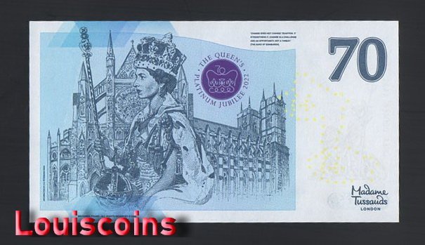 B677-GREAT BRITAIN-2022英國塑膠Fantasy Note-70周年紀念(AO)