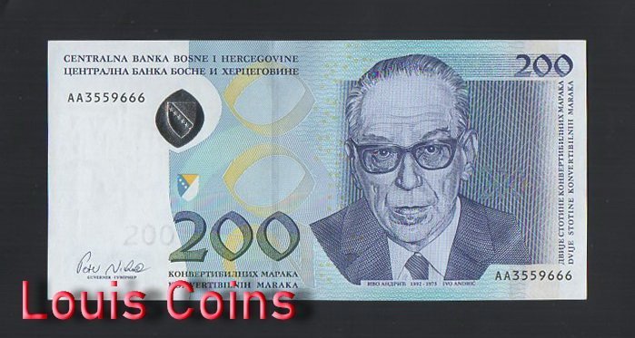 682-1 B682-BOSNIA & HERZEGOVIN-2002波士尼亞與赫塞哥維納紙幣(黑山)(BO)
