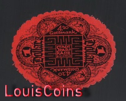 694-1 B694-GERMANY-1924德國緊急貨幣絨布鈔票4.20 金馬克(O)