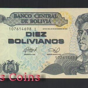 697-1 B697-BOLIVIA--1986玻利維亞紙幣10 Bolivianos(B)