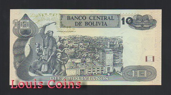 697-2 B697-BOLIVIA--1986玻利維亞紙幣10 Bolivianos(B)