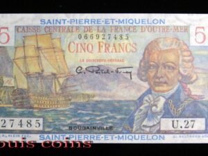 B701-SAINT PIERRE & MIQUELON-ND(1950-60)聖皮埃與密克隆群島紙鈔-5 Francs(BO)