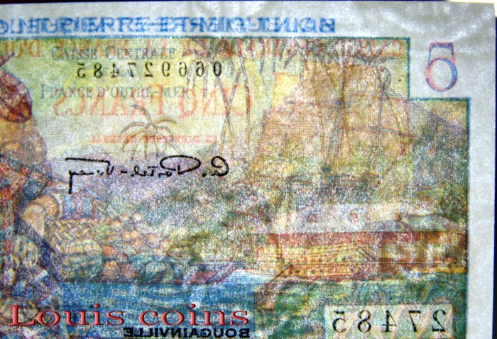 B701-SAINT PIERRE & MIQUELON-ND(1950-60)聖皮埃與密克隆群島紙鈔-5 Francs(BO)