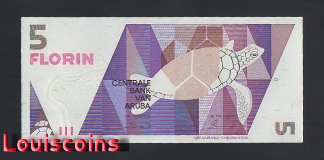 B702-ARUBA-1990阿魯巴鈔票-5 Florin(BO)
