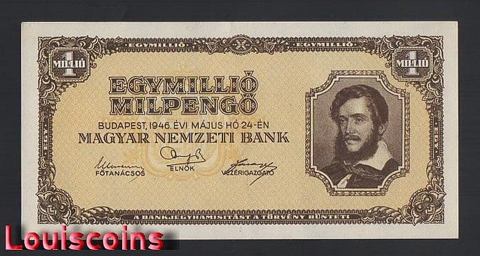 716-1 B716-HUNGARY-1946匈牙利紙鈔-1.000.000 Milpengő(B)