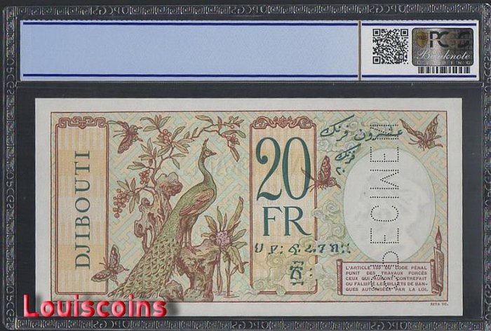 B721-DJIBOUTI / French Somaliland-1928-38吉布地 / 法屬索馬里蘭紙幣20 Francs(O)