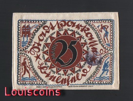 726-1 B726-GERMANY-1921德國緊急貨幣布鈔票,25 MARK(B)