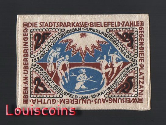 726-2 B726-GERMANY-1921德國緊急貨幣布鈔票,25 MARK(B)