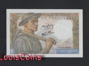 731-1 B731-FRANCE-1941-1949法國紙幣,10 Francs(B)