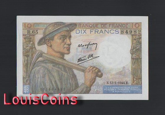 731-1 B731-FRANCE-1941-1949法國紙幣,10 Francs(B)
