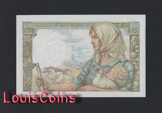 731-2 B731-FRANCE-1941-1949法國紙幣,10 Francs(B)