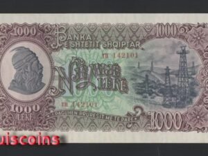 734-1 B734-ALBANIA-1957阿爾巴尼亞鈔票.1000 Lekл(409)