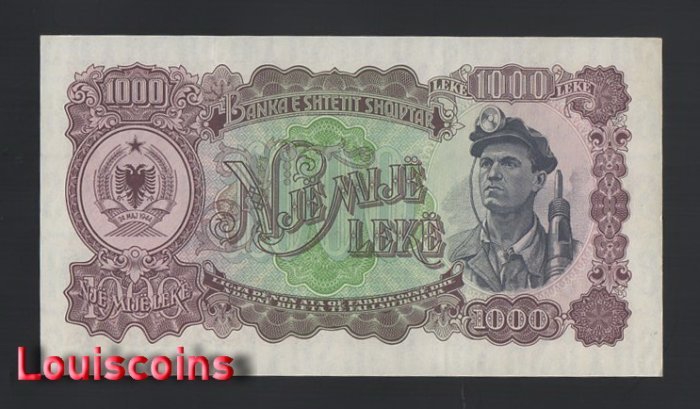 734-2 B734-ALBANIA-1957阿爾巴尼亞鈔票.1000 Lekл(409)