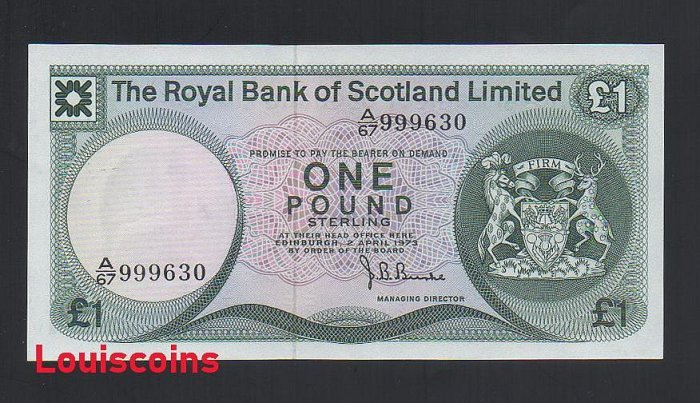735-1 B735-SCOTLAND--1973蘇格蘭紙幣, 1 Pounds(B)
