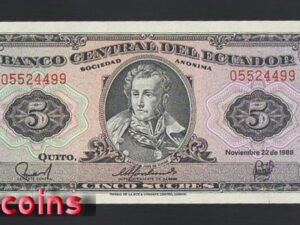 B736-ECUADOR-1988厄瓜多紙幣-5 Sucres(B)