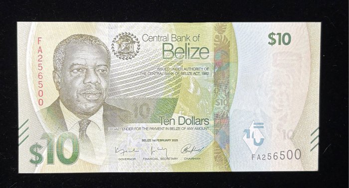 B738-BELIZE-2025貝里斯(伯利茲)紙幣10 Dollars(B)