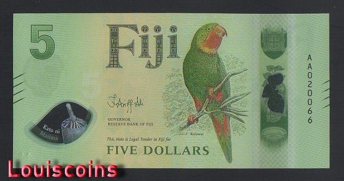 B742-FIJI-ND (2026)斐濟塑膠紙幣5 Dollars（300）