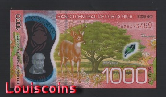 743-2 B743-COSTA RICA-2019哥斯大黎加塑膠鈔.1000 COLONES(1430)
