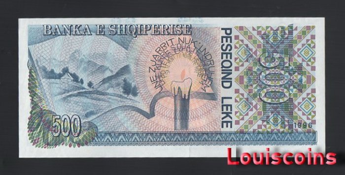 B753-ALBANIA-1996阿爾巴尼亞鈔票-500 Leke(BO)