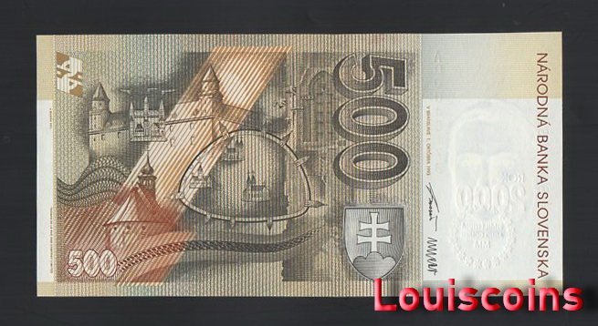 755-2 B755-SLOVAKIA-2000斯洛伐克紀念紙鈔.500 koruna(B)