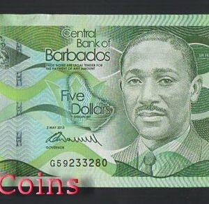 758-1 B758-BARBADOS--2013巴貝多紙幣5 Dollars(696)