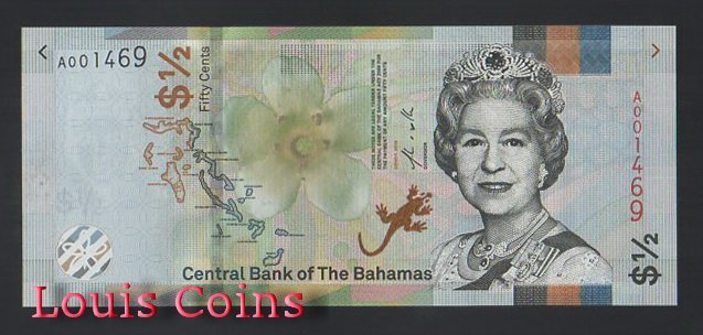B759-BAHAMAS--2019巴哈馬紙幣50 Cents(1281)