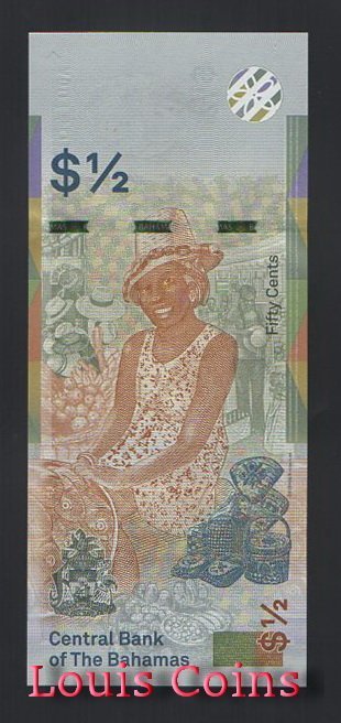 B759-BAHAMAS--2019巴哈馬紙幣50 Cents(1281)