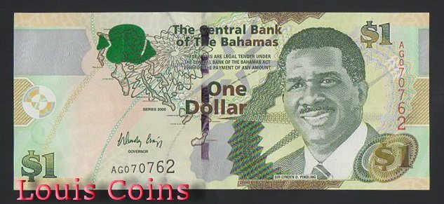 B760-BAHAMAS--2008巴哈馬紙幣1 Dollars(719)