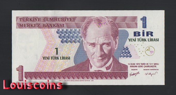 B766-TURKEY-2005土耳其鈔票-1 Yeni Türk Lirası（901）