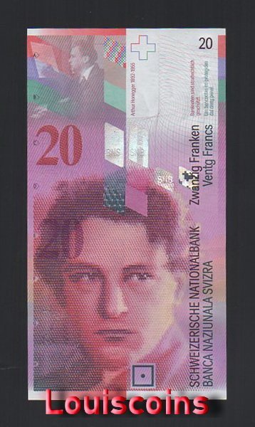 767-1 B767-SWITZERLAND-2012-14瑞士紙幣-20 Franken(1245)