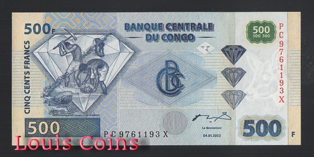 B768-CONGO Democratic Repub--2002剛果紙幣500 Francs（O）