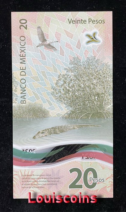 B775-MEXICO-2021墨西哥塑膠紀念鈔票-20 Pesos(105)