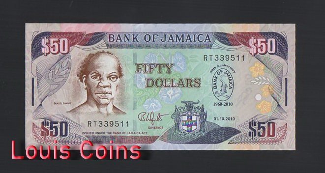 B793-JAMAICA-2010牙買加紀念紙幣 50 Dollars(123)