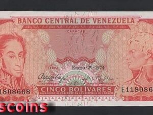 B794-VENEZUELA-1968-74委內瑞拉紙幣,5 Bolívares（181）