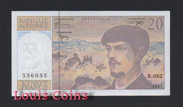 795-1 B795-FRANCE-1997法國紙幣 20 Francs(898)