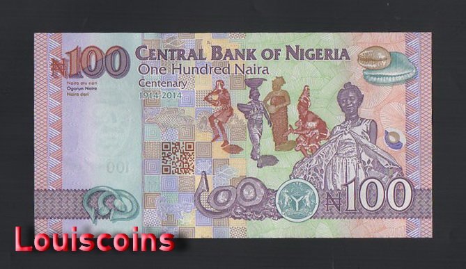 796-2 B796-NIGERIA-2014 & 2019奈及利亞(尼日利亞)紙幣,100 Naira(548)