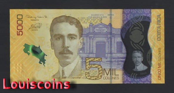 B797-COSTA RICA-2018哥斯大黎加塑膠紙鈔.5000 COLONES（510）